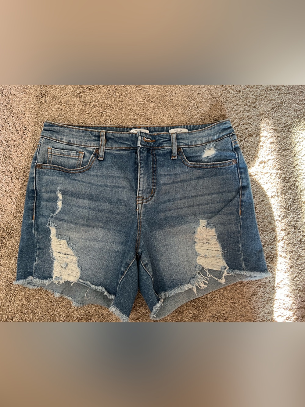 sofia by sofia vergara distressed blue denim shorts